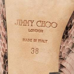 Pre Owned Jimmy Choo Pink Python LeatherPeep Toe Slingback Pumps Size 38