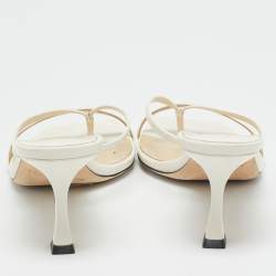 Pre Owned Jimmy Choo White Leather Maelie Slide Sandals Size 40.5