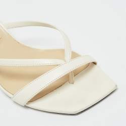 Pre Owned Jimmy Choo White Leather Maelie Slide Sandals Size 40.5