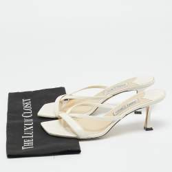 Pre Owned Jimmy Choo White Leather Maelie Slide Sandals Size 40.5
