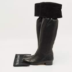 Pre Owned Jimmy Choo Black Leather Knee Length Boots Size 39.5