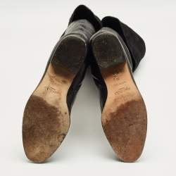 Pre Owned Jimmy Choo Black Leather Knee Length Boots Size 39.5