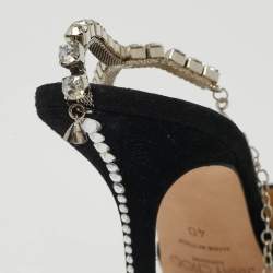Pre Owned Jimmy Choo Black Suede Saeda Crystal Embellishment Pumps Size 40