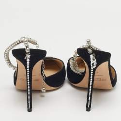 Pre Owned Jimmy Choo Black Suede Saeda Crystal Embellishment Pumps Size 40