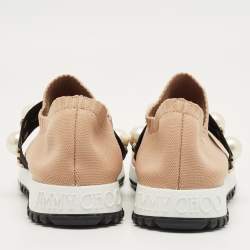 Pre Owned Jimmy Choo Beige Fabric Studded Accents Sneakers Size 37