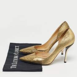 Pre Owned Jimmy Choo Gold Python Embossed Leather D'orsay Pumps Size 36