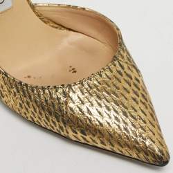 Pre Owned Jimmy Choo Gold Python Embossed Leather D'orsay Pumps Size 36