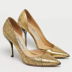 Pre Owned Jimmy Choo Gold Python Embossed Leather D'orsay Pumps Size 36