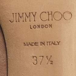 Pre Owned Jimmy Choo Beige Suede Crystal Embellish Love Pumps Size 37.5
