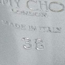 مملوكة مسبقًا Jimmy Choo Silver Leather Crystal Embellished Verity Sandals Size 38