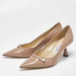 Pre Owned Jimmy Choo Dusty Pink Patent Leather Rosalia Pumps Size 37.5