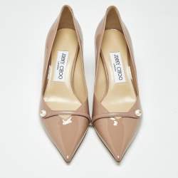 Pre Owned Jimmy Choo Dusty Pink Patent Leather Rosalia Pumps Size 37.5