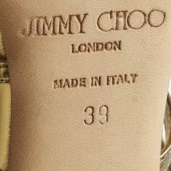Pre Owned Jimmy Choo Metallic/Silver Leather Glenys Gladiator Sandals Size 39