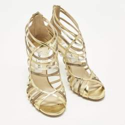Pre Owned Jimmy Choo Metallic/Silver Leather Glenys Gladiator Sandals Size 39