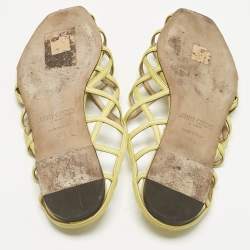 Pre Owned Jimmy Choo Green Leather Sai Flat Slide Size 40.5