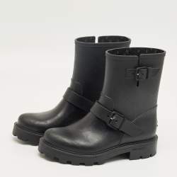 Pre Owned Jimmy Choo Black Rubber Yael Ankle Length Boots Size 39