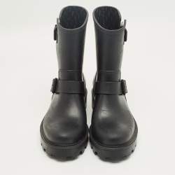 Pre Owned Jimmy Choo Black Rubber Yael Ankle Length Boots Size 39