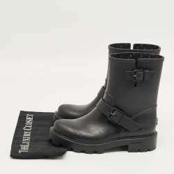 Pre Owned Jimmy Choo Black Rubber Yael Ankle Length Boots Size 39