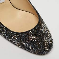 Pre Owned Jimmy Choo Black Crystals and Leather Rosana Pumps Size 36
