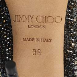 Pre Owned Jimmy Choo Black Crystals and Leather Rosana Pumps Size 36