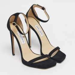 Pre Owned Jimmy Choo Black Suede Alva Ankle Strap Sandals Size 41