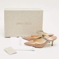 Pre Owned Jimmy Choo Dusty Pink Patent Leather Bing Mules Size 36