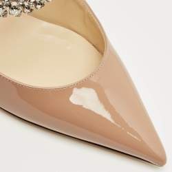 Pre Owned Jimmy Choo Dusty Pink Patent Leather Bing Mules Size 36