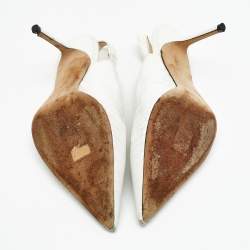 Pre Owned Jimmy Choo White Croc Embossed Leather Ivy Slingback Pumps Size 39