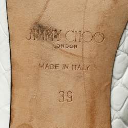 Pre Owned Jimmy Choo White Croc Embossed Leather Ivy Slingback Pumps Size 39