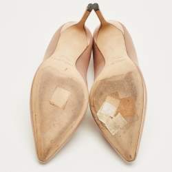 Pre Owned Jimmy Choo Gold Satin Crystal Embellish Manda Pumps Size 37.5