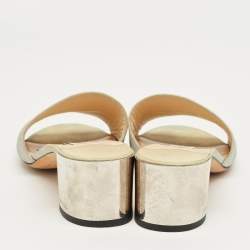 Pre Owned Jimmy Choo Silver Glitter Joni Slide Sandals Size 40