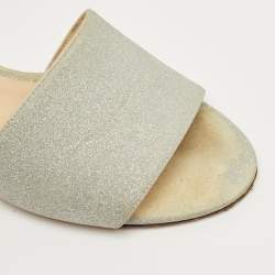 Pre Owned Jimmy Choo Silver Glitter Joni Slide Sandals Size 40