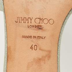 Pre Owned Jimmy Choo Silver Glitter Joni Slide Sandals Size 40