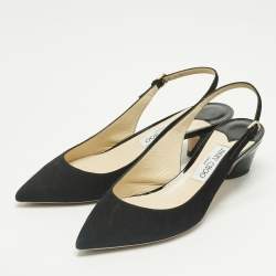 Pre Owned Jimmy Choo Black Suede Gemma Slingback Pumps Size 40