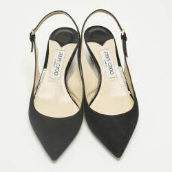 Pre Owned Jimmy Choo Black Suede Gemma Slingback Pumps Size 40