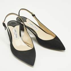 Pre Owned Jimmy Choo Black Suede Gemma Slingback Pumps Size 40