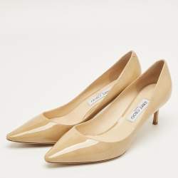 Pre Owned Jimmy Choo Beige Patent Leather Romy Pointed Toe Pumps Size 42