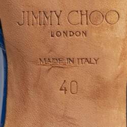 Pre Owned Jimmy Choo Blue Patent Leather And Mesh Fetto Slingback Pumps Size 40