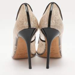 Pre Owned Jimmy Choo Beige/Gold Patent Leather and PVC Lace Pumps Size 39