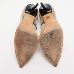 Pre Owned Jimmy Choo Beige/Gold Patent Leather and PVC Lace Pumps Size 39