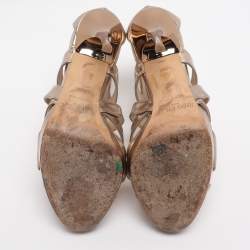 Pre Owned Jimmy Choo Gold Leather Ankle Strap Sandals Size 35