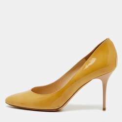 Pre Owned Jimmy Choo Beige Patent Leather Gilbert Pumps Size 39