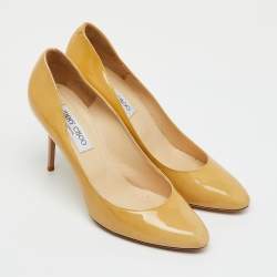 Pre Owned Jimmy Choo Beige Patent Leather Gilbert Pumps Size 39