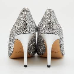 Pre Owned Jimmy Choo Silver Coarse Glitter Romy Pointed Toe Pumps Size 39