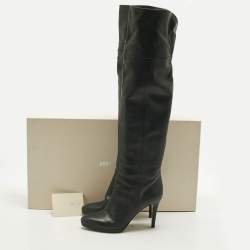 Pre Owned Jimmy Choo Black Leather Knee Length Boots Size 40