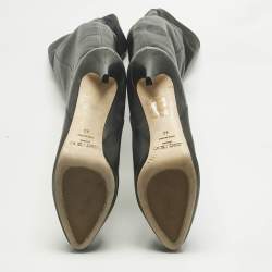 Pre Owned Jimmy Choo Black Leather Knee Length Boots Size 40