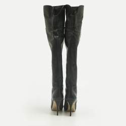 Pre Owned Jimmy Choo Black Leather Knee Length Boots Size 40