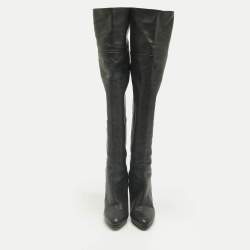 Pre Owned Jimmy Choo Black Leather Knee Length Boots Size 40