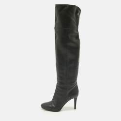 Pre Owned Jimmy Choo Black Leather Knee Length Boots Size 40