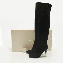 Pre Owned Jimmy Choo Black Suede Avenue Knee Length Boots Size 40